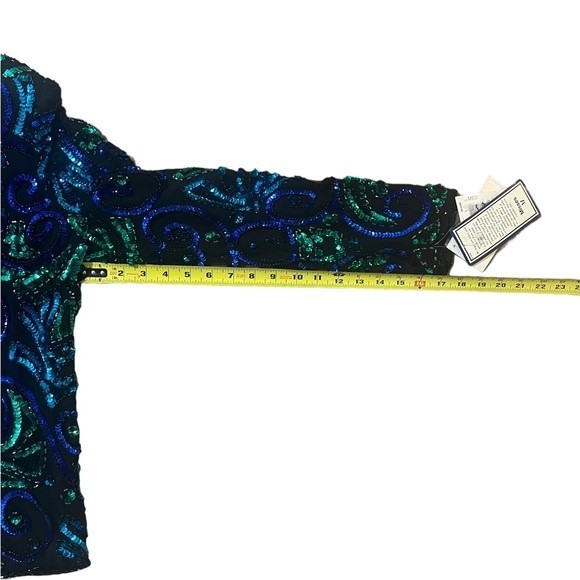 Laurence Kazar Vintage Beaded Silk Sequin Jacket 80s Glam Medium - Picture 10 of 10